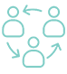 Green images representing people and a circle showing working together